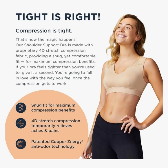 NWT Tommie Copper Shoulder Support Bra - Posture Corrector XL - Picture 2 of 8